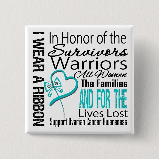 In Honor Collage Tribute Ovarian Cancer Vierkante Button 5,1 Cm (Voorkant)