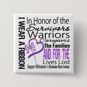 In Honor Tribute Collage Alzheimer Vierkante Button 5,1 Cm