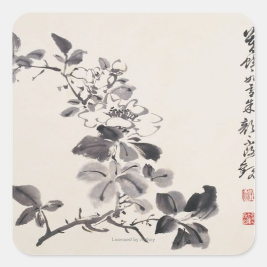 In imitatie van Xu Wei�s Bloemen No.5 Vierkante Sticker (Voorkant)