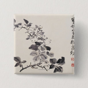 In imitatie van Xu Weiï®'s Flowers No.5 Vierkante Button 5,1 Cm