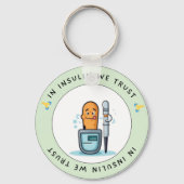 In Insulin We Trust – Funny Diabetes Keychain (Achterkant)