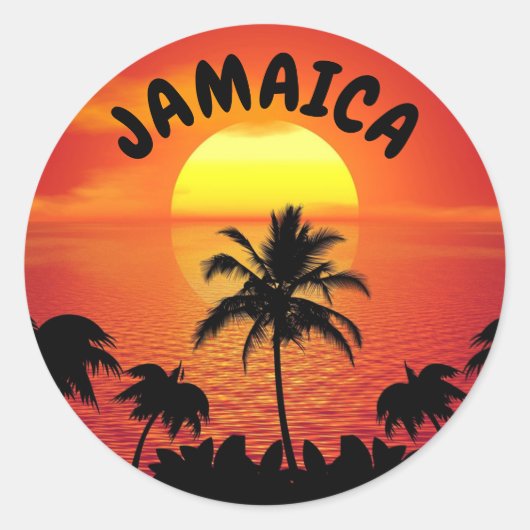 IN JAMAICA GEZOND, ISLAND IN DE ZON RONDE STICKER (Voorkant)