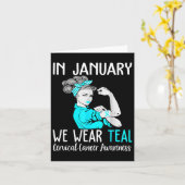 In januari Draag we Blauwgroen voor Cervicale Kank Kaart (Gele Bloem)