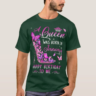 In januari werd ik geboren met een gelukkige verja t-shirt