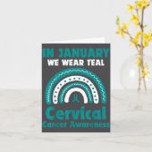 In January We Wear Teal Cervical Cancer Awareness  Kaart (Gele Bloem)