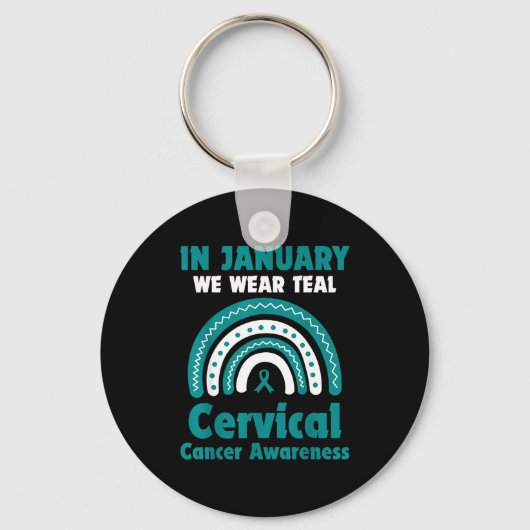 In January We Wear Teal Cervical Cancer Awareness  Sleutelhanger (Voorkant)