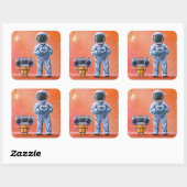 In je ogen - Astronaut & Boombox Robot Vierkante Sticker (Vel)