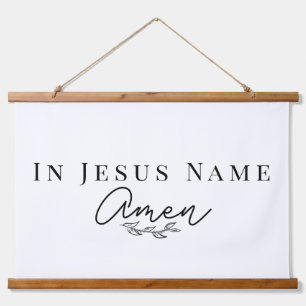 In Jesus Name Amen Bible Quote Wood Scroll Hangend Wandkleed