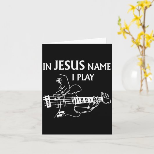 In Jesus Name I Play B Guitar Guitarist Player Men Kaart (Gele Bloem)