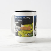 In Jezus naam bidden we, Amen. Tweekleurige Koffiemok (Voorkant links)