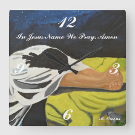 In Jezus naam bidden we vierkante klok