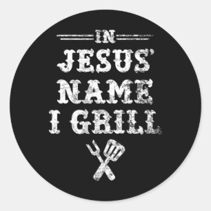 In Jezus' naam grill Ronde Sticker