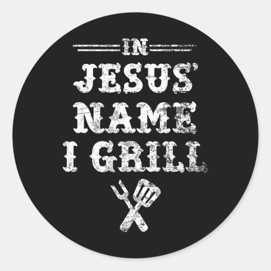 In Jezus' naam grill Ronde Sticker (Voorkant)