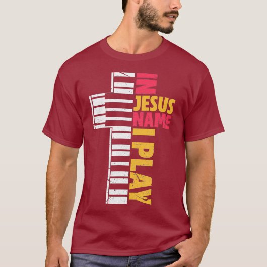 In Jezus naam speel ik pianochristenen T-shirt (Voorkant)