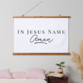 In Jezus Name Amen Christelijk Bijbelcitaat Hout Hangend Wandkleed (Slaapkamer)