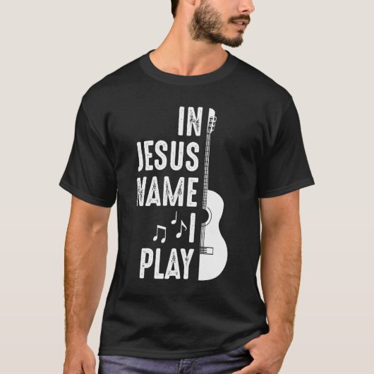 In Jezus Name Christelijk gitarist T-shirt (Voorkant)