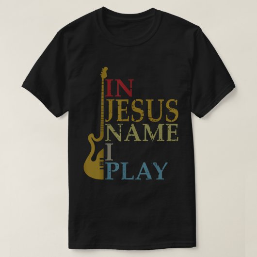 In Jezus Name speel ik gitaar T-shirt (Design voorkant)