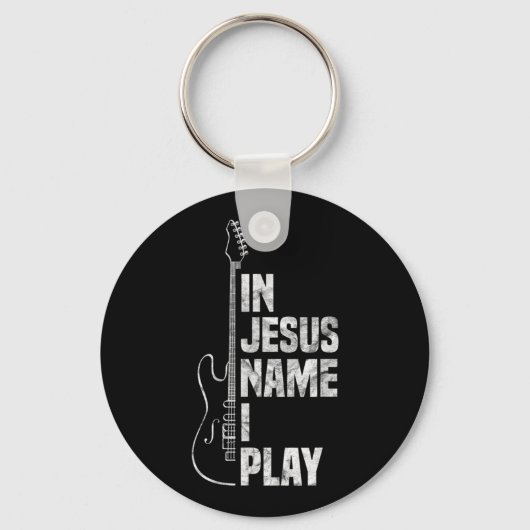 In Jezus Name speel ik Guitar Christelijk Guitar P Sleutelhanger (Voorkant)