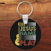 In Jezus Name speel ik Guitar Christelijke Music L Sleutelhanger (Voorkant)