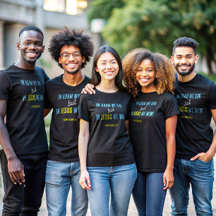 In Jezus winnen we   Inspirerend zin Bijbelvers T-shirt