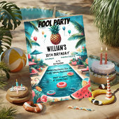 in jongen water blauw Cool Pool Party 13e verjaard Kaart
