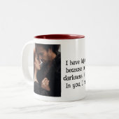 In jou heb ik mijn licht gevonden tweekleurige koffiemok (Voorkant links)