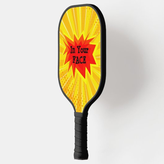 In jouw gezicht, grappige blauwe praatjesserve pickleball paddle (Links)