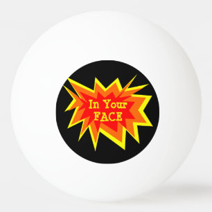 In jouw gezicht, grappige zwarte en rode praatjes pingpongbal
