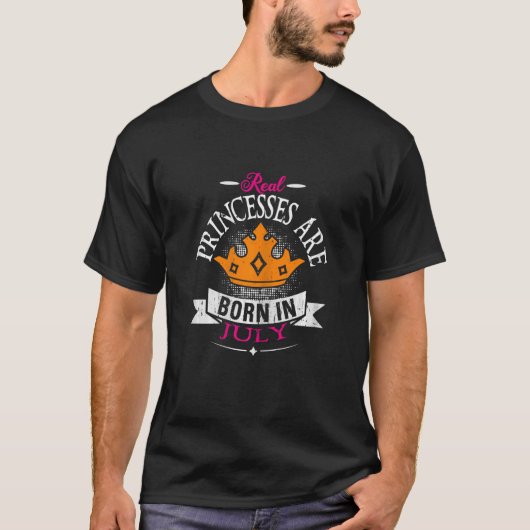 In juli geboren echte prinsessen t-shirt (Voorkant)