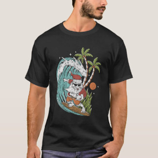 In juli Surfen Hawaï Hawaïaanse Santa Surfer T-shirt