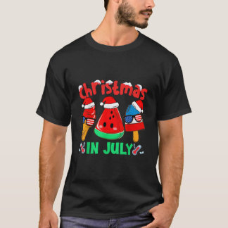 In July Watermelon Ice Pops Santa T-shirt