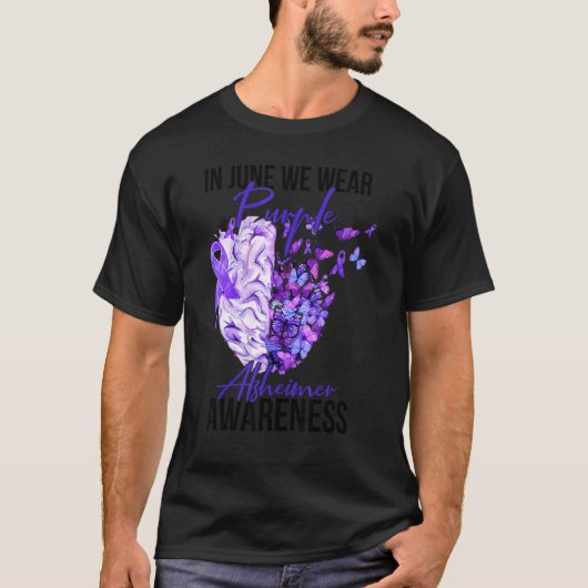 In June We Wear Purple Alzheimer Awareness Brain T-shirt (Voorkant)