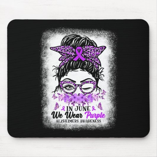 In June We Wear Purple Alzheimer Awareness Messy B Muismat (Voorkant)