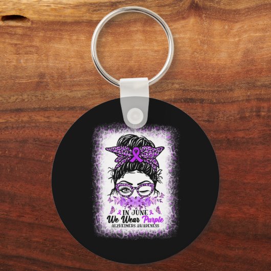 In June We Wear Purple Alzheimer Awareness Messy B Sleutelhanger (Voorkant)