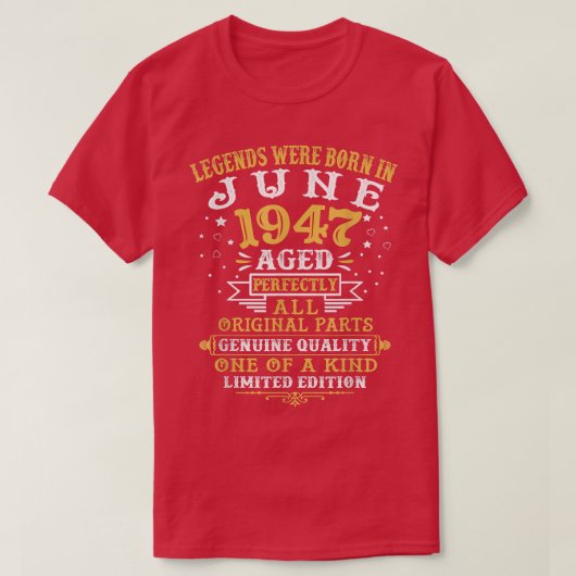 In juni 1947 werden 75 jaar oud en 75e jaar oud t-shirt (Design voorkant)