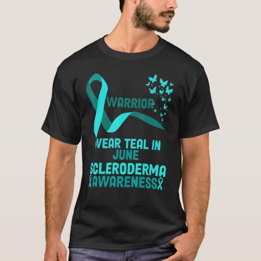 In juni Draag we Blauwgroen Cool Scleroderma Aware T-shirt (Voorkant)