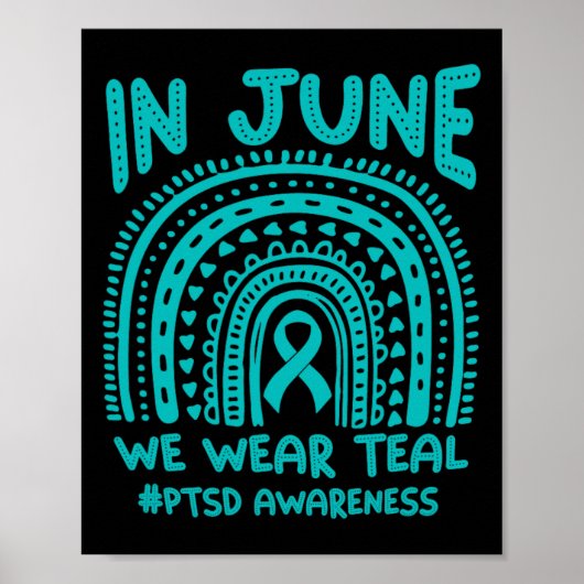 In juni Draag we Blauwgroen #ptsd bewustzijn Poster (Voorkant)