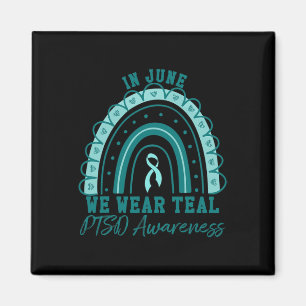 In juni Draag we Blauwgroen Ribbon Rainbow Warrior Magneet