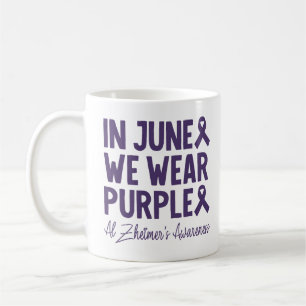In juni Draag we het bewustzijn van Paarse Alzheim Koffiemok