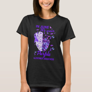 In juni Draag we Paarse Alzheimer Awareness Brain T-shirt