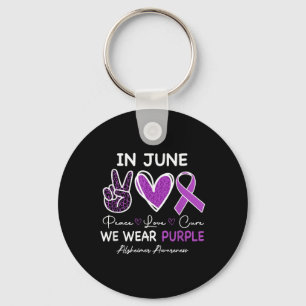 In juni Draag we Paarse voor Heimer Awareness Mann Sleutelhanger