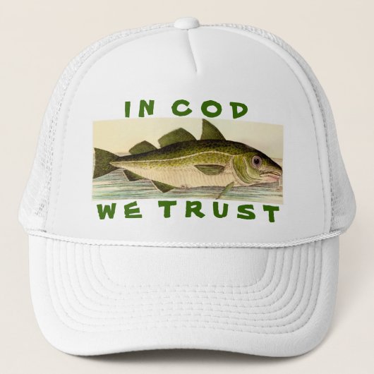 In kabeljauw vertrouwen we trucker pet (Voorkant)
