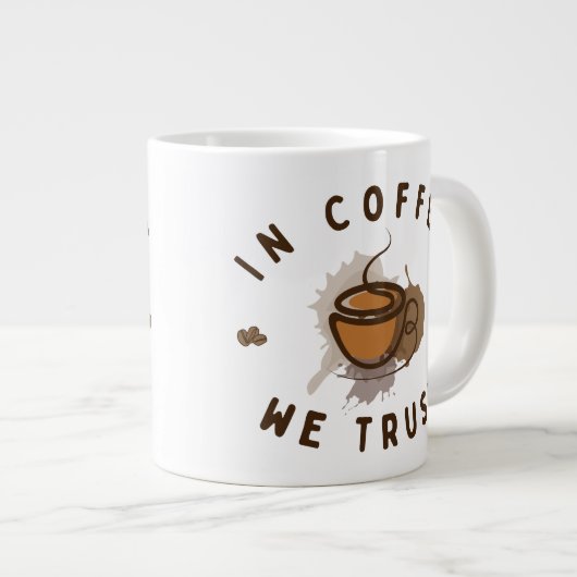 In koffie vertrouwen we grappig grote koffiekop (Voorkant rechts)