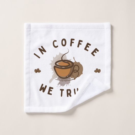 In koffie vertrouwen we grappig washandje (Wasdoekje)