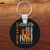 In Law Leukemie Kanker Bewustzijn Amerikaanse vlag Sleutelhanger (Voorkant)