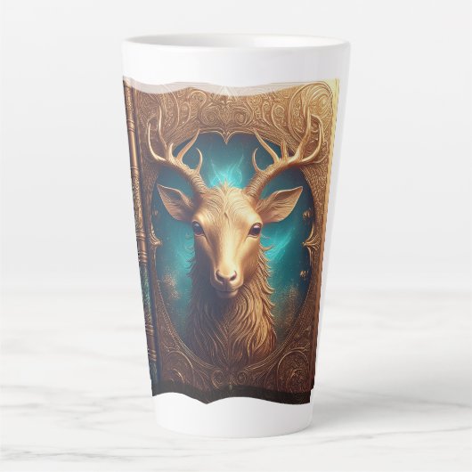 In leer gebonden exemplaar van een hertenjachtgids latte mok (Voorkant)