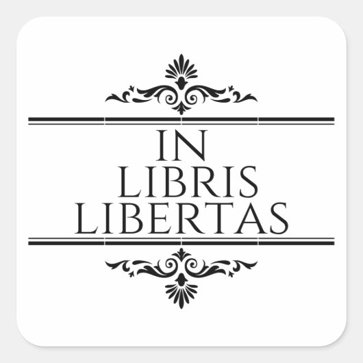 in libris libertas - in boekenvrijheid vierkante sticker (Voorkant)