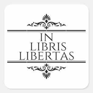 in libris libertas - in boekenvrijheid vierkante sticker