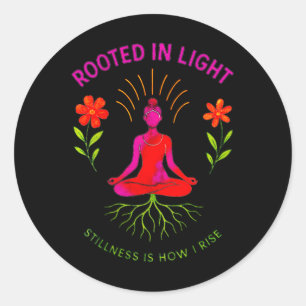 In Licht Geworteld Yoga Meditatie Ontwerp Ronde Sticker