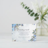 In Liefde Blauw Bloemen Wishing Well Bruiloft Informatiekaartje (Staand voorkant)
